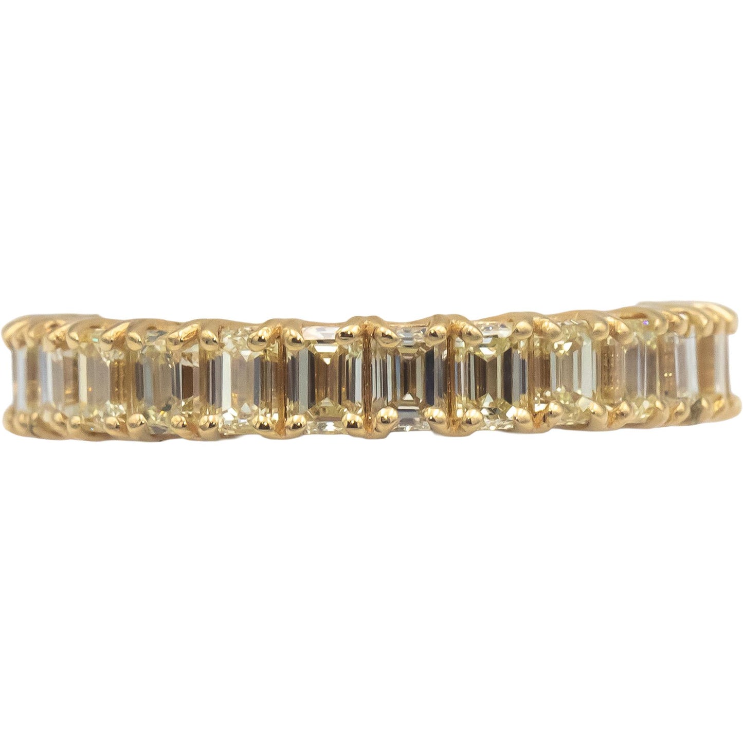 18k Yellow Gold VS Emerald Cut Light Yellow Diamond Eternity Ring 3.65CT Size 7