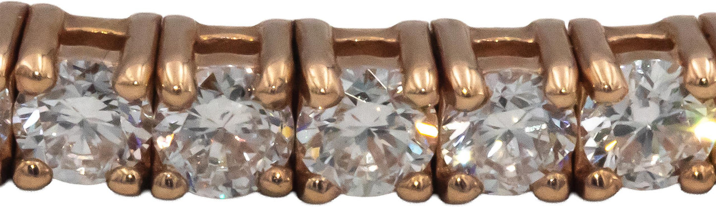 14k Rose Gold 1.70CT Round Cut Lab Grown Diamond Semi-Flexible Bangle Bracelet