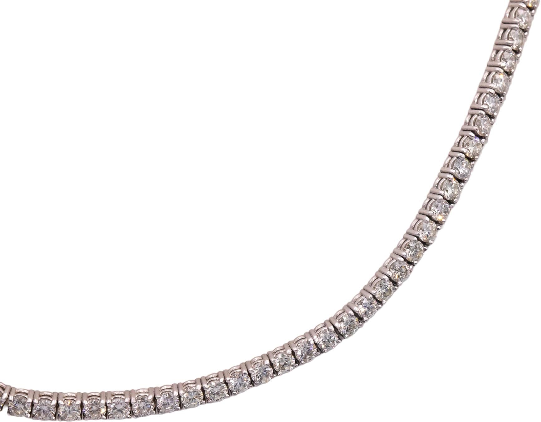 14k White Gold Round Cut Diamond Tennis Choker Necklace 16.5" Long 6.24CT