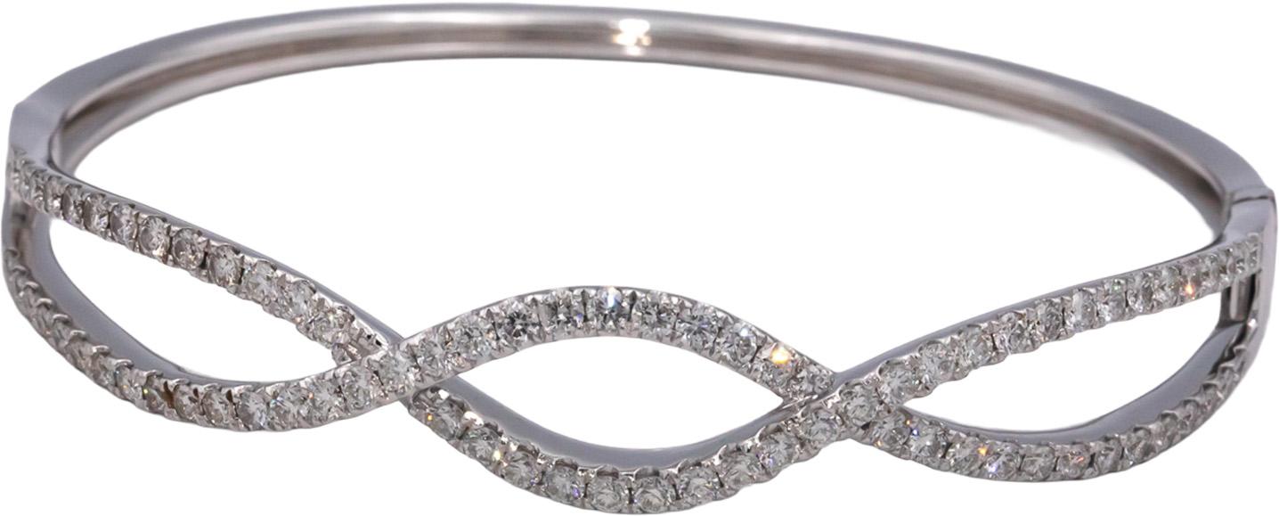 ODELIA 18k White Gold 3.0CT Round Cut Diamond Bangle Bracelet