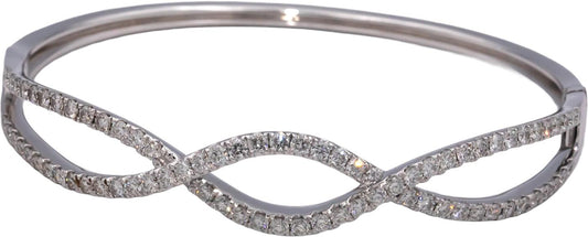 ODELIA 18k White Gold 3.0CT Round Cut Diamond Bangle Bracelet