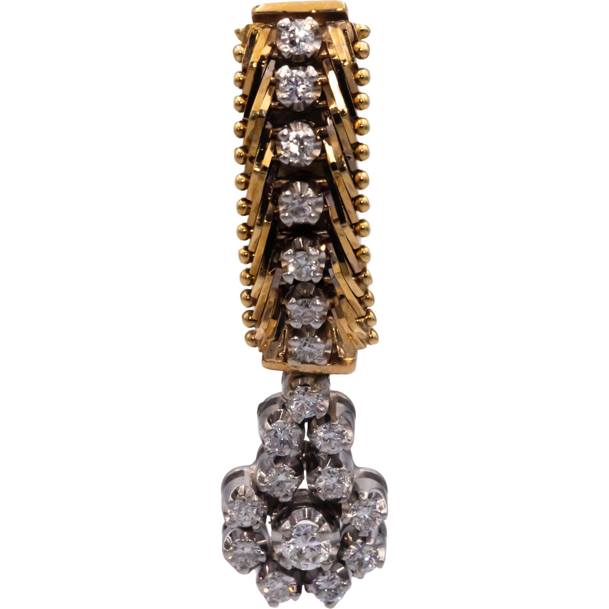 14k Yellow & White Gold 1.0CT VS Diamond Retro Drop Dangle Earrings