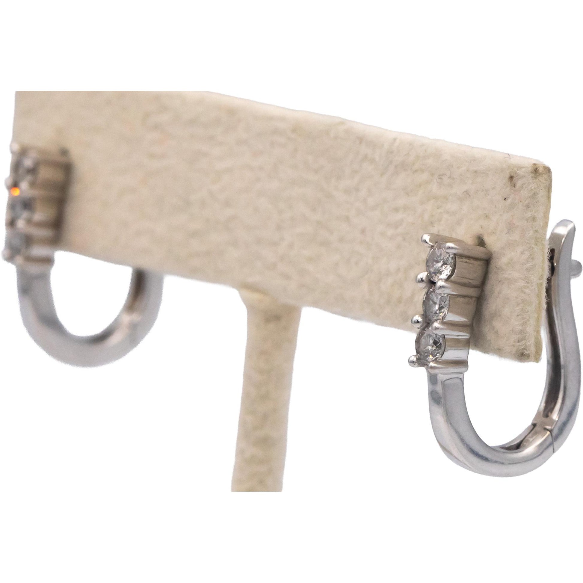 14k White Gold Jewelry 0.50CT Round Cut Diamond Huggie Earrings