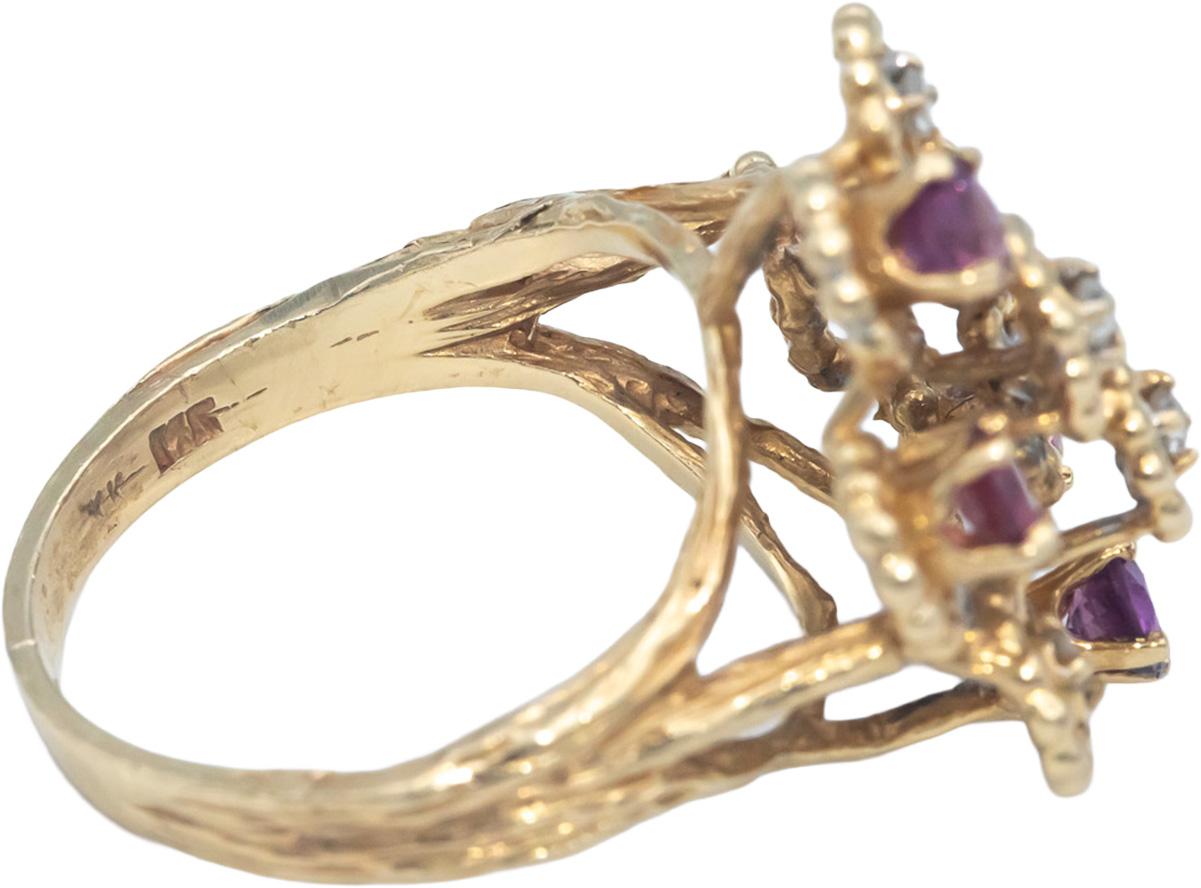 14k Yellow Gold 0.75CT Round Cut Diamond and Ruby Ring Size 6