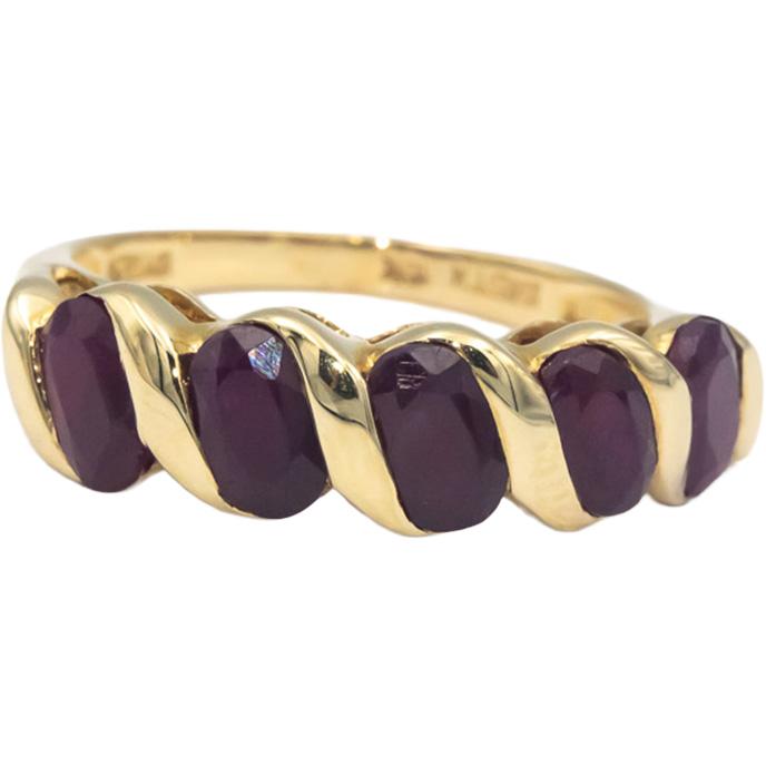 10k Yellow Gold Jewelry 2.50CT Oval Cut Ruby Band Ring Size 8