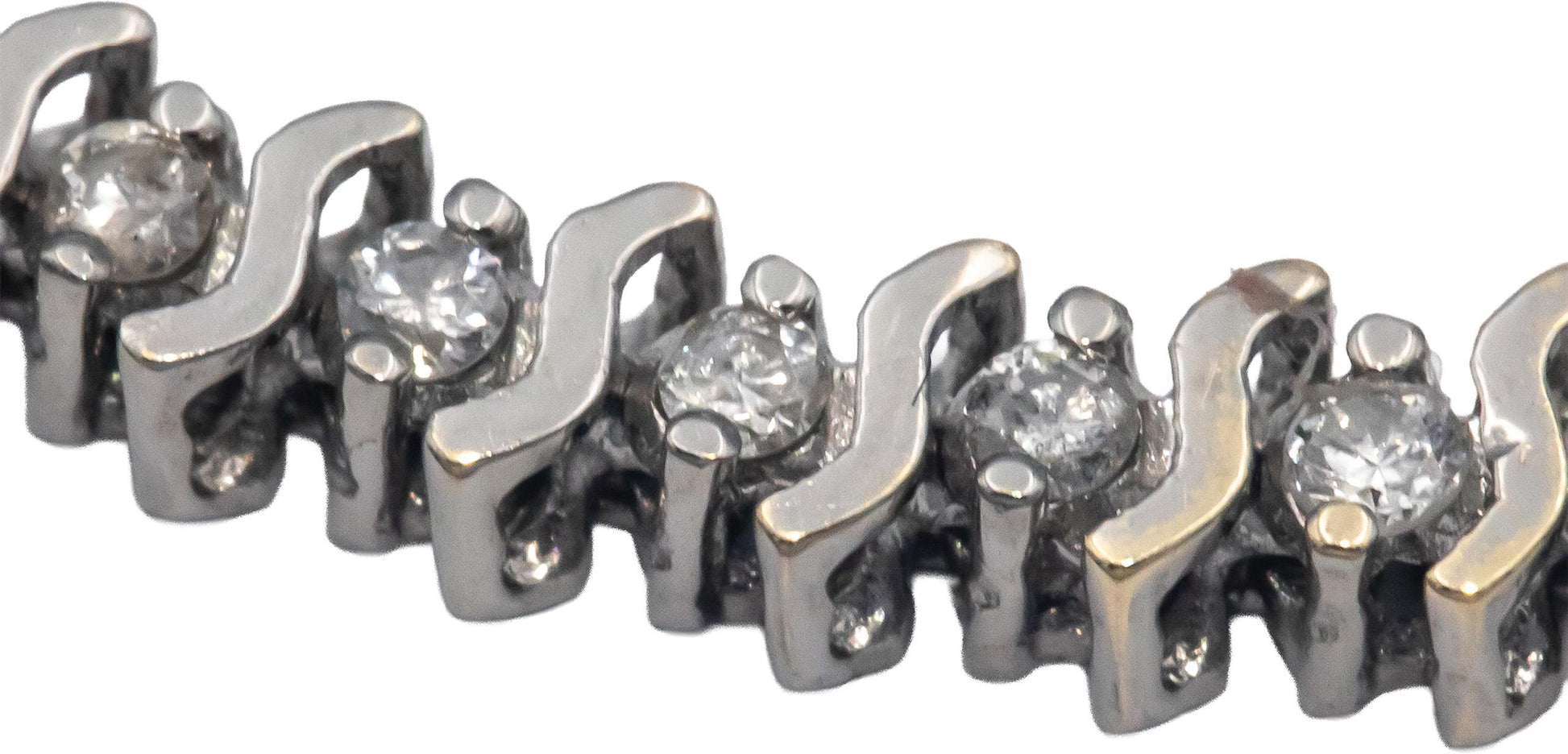 14k White Gold 1.0CT Round Cut Diamond S-Link Tennis Bracelet