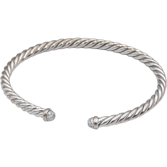 DAVID YURMAN 18k White gold .18CT VS Diamond Flex Cuff Bracelet $3250 Retail