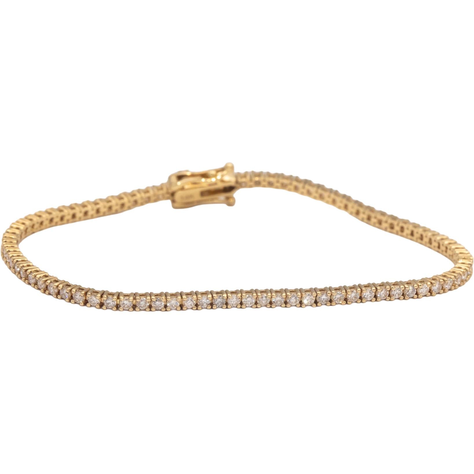 14k Yellow Gold Jewelry 1.95CT VS Round Cut Prong Set Diamond Tennis Bracelet