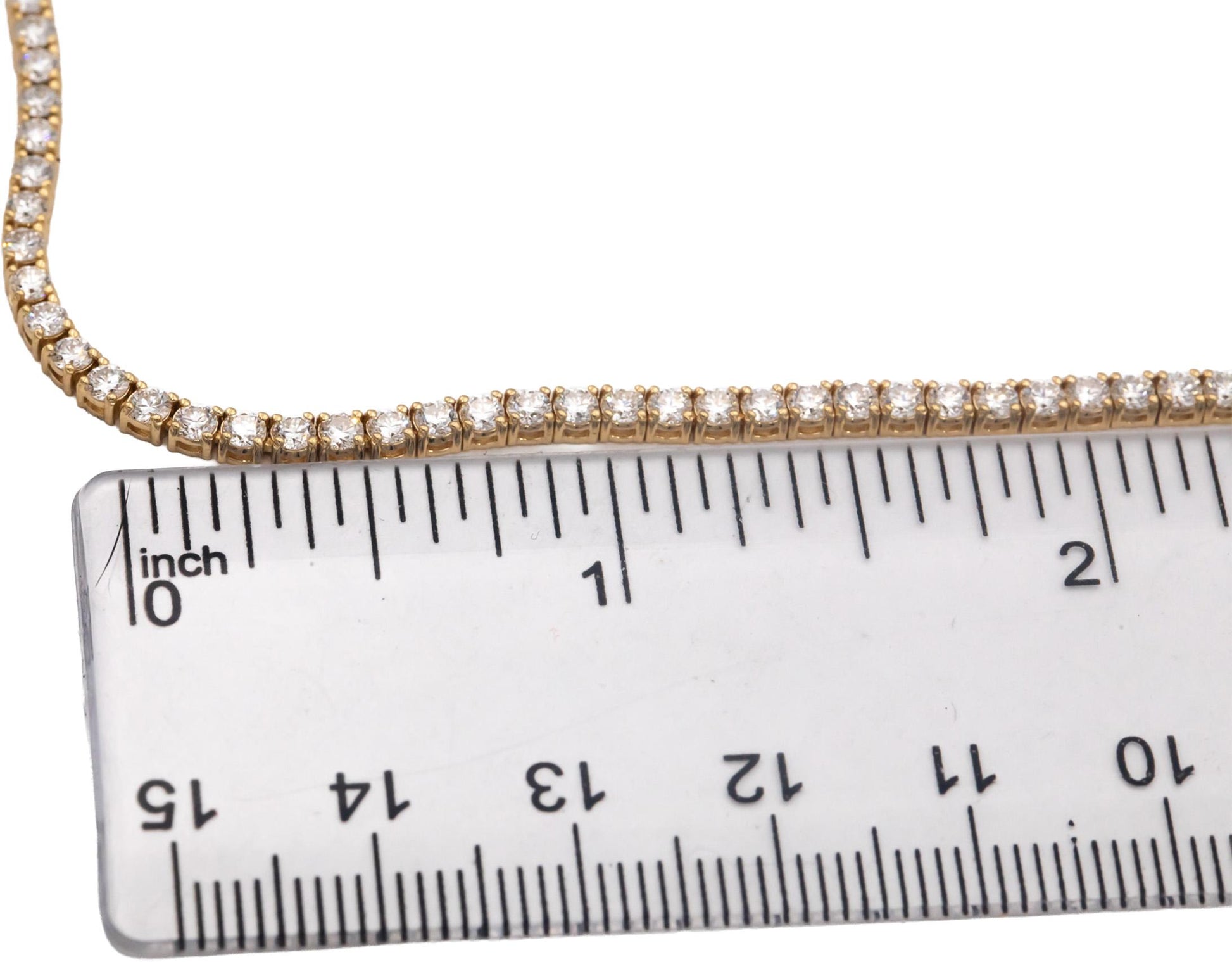 14k Yellow Gold VS1-VS2 Round Cut Lab Grown Diamond Tennis Necklace 7.0CT