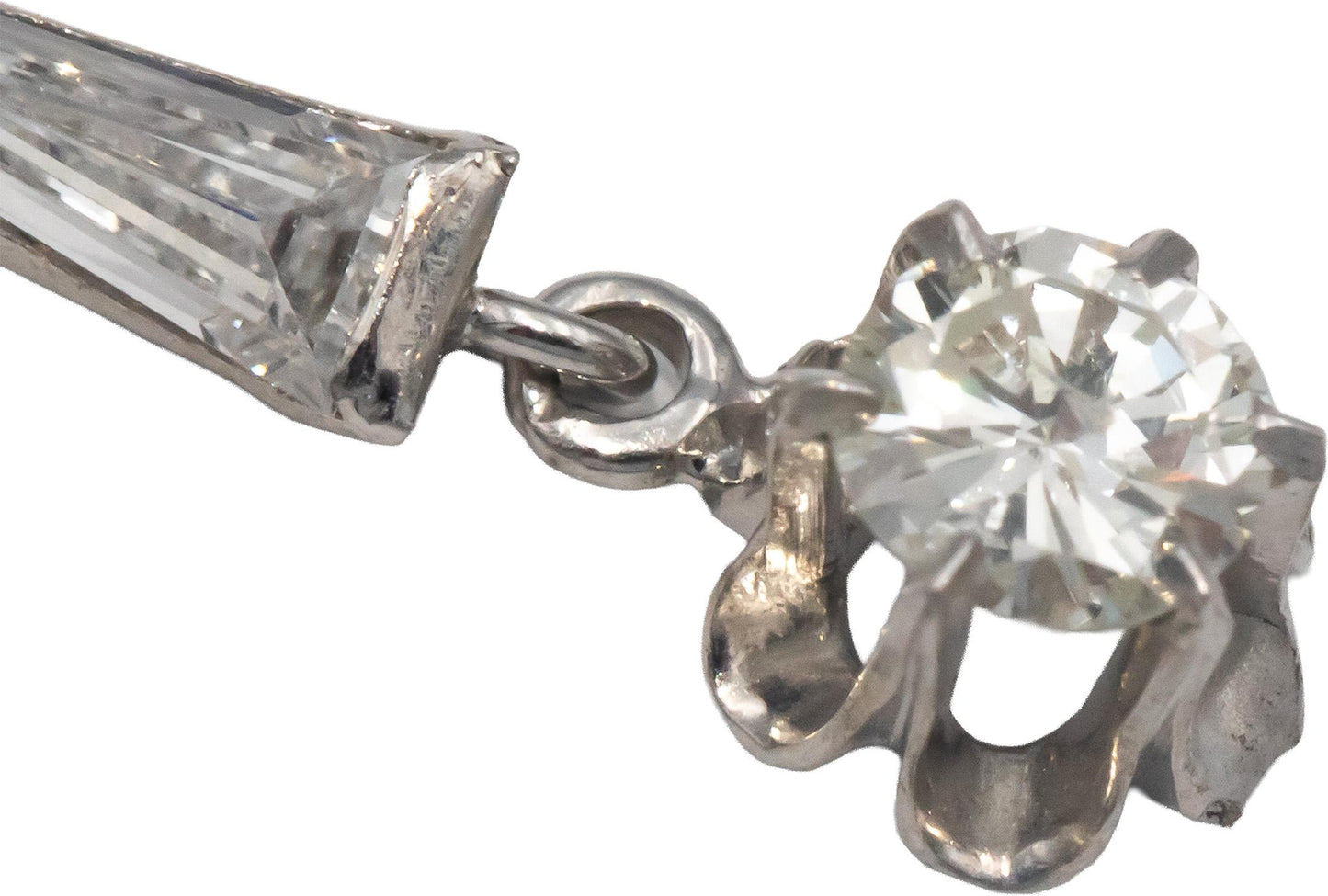 Vintage Diamond 14k White Gold Jewelry Earring Dangle Jacket Enhancers 1.35CT