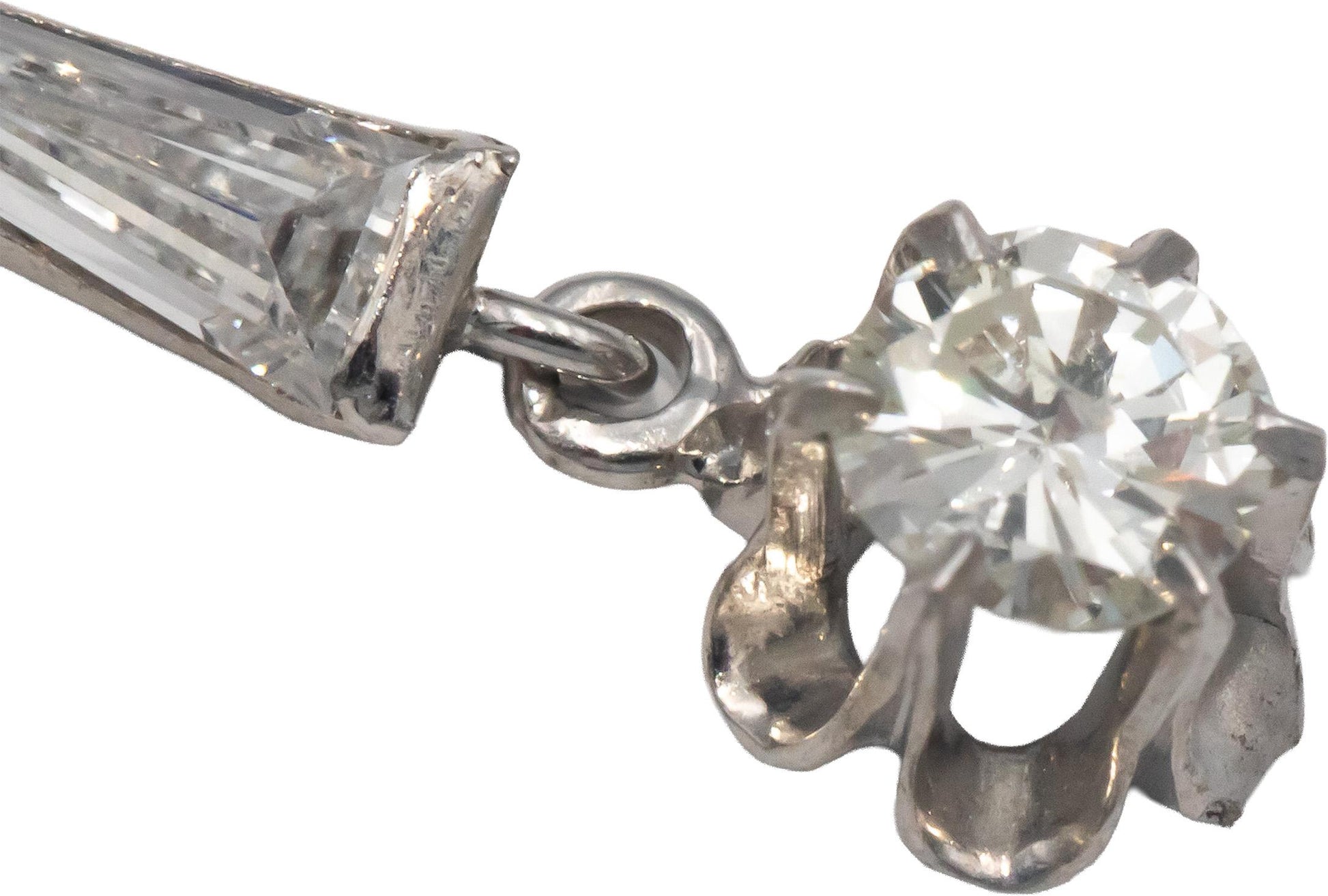 Vintage Diamond 14k White Gold Jewelry Earring Dangle Jacket Enhancers 1.35CT