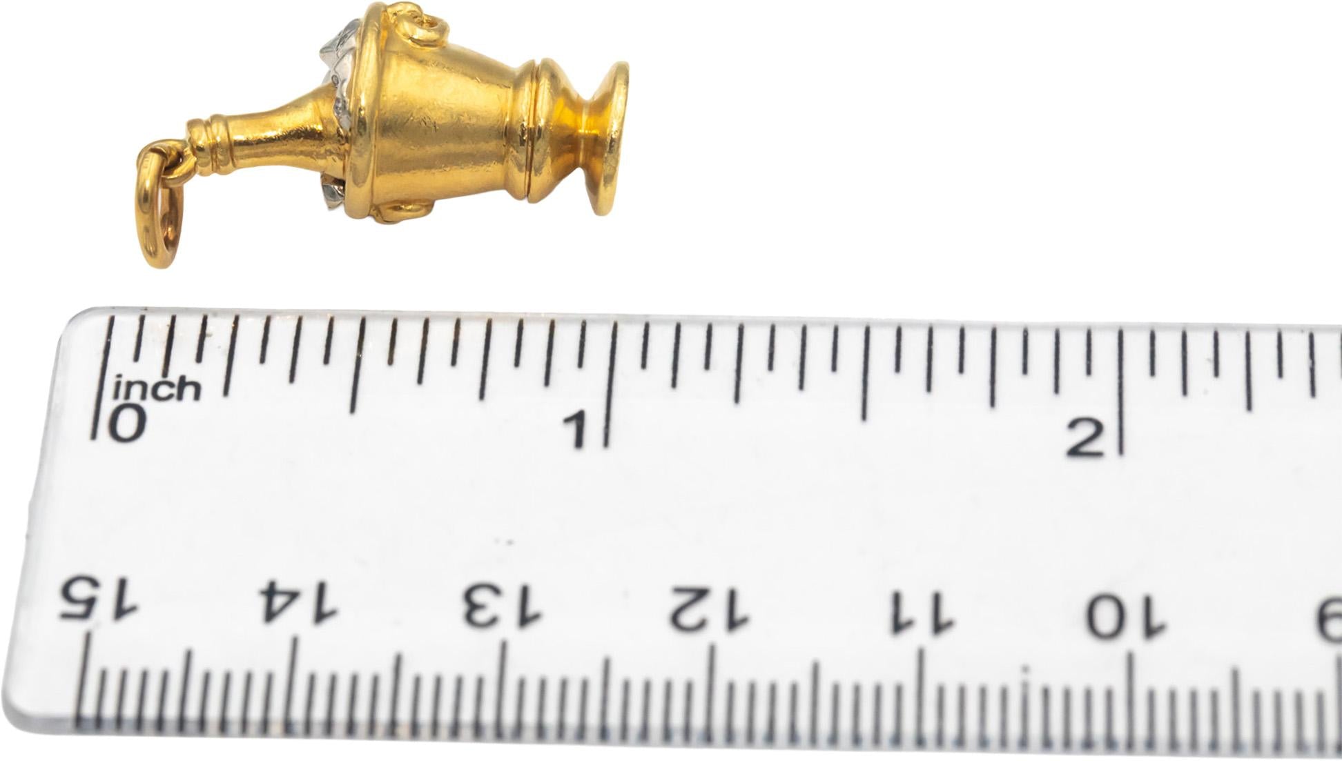 TIFFANY & CO. Diamond 18k Yellow Gold Champagne Bucket Charm w/ Pouch 0.07CT