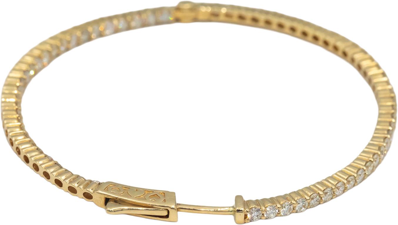 14k Yellow Gold VS Round Diamond Large Inside Out Hoop Earrings 2.92CT