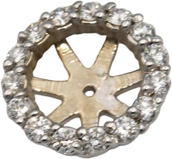 14k White Gold Round Cut VS Diamond Jacket Stud Earring Enhancers 1.0CT