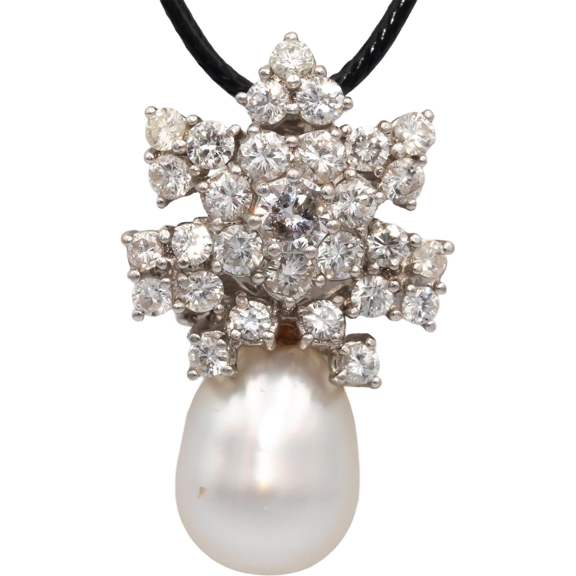 CGL 18k White Gold VS Round Diamond & 16.3 x 2.74mm Pearl Pendant 4.80CT