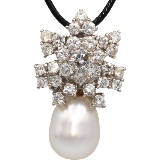 CGL 18k White Gold VS Round Diamond & 16.3 x 2.74mm Pearl Pendant 4.80CT