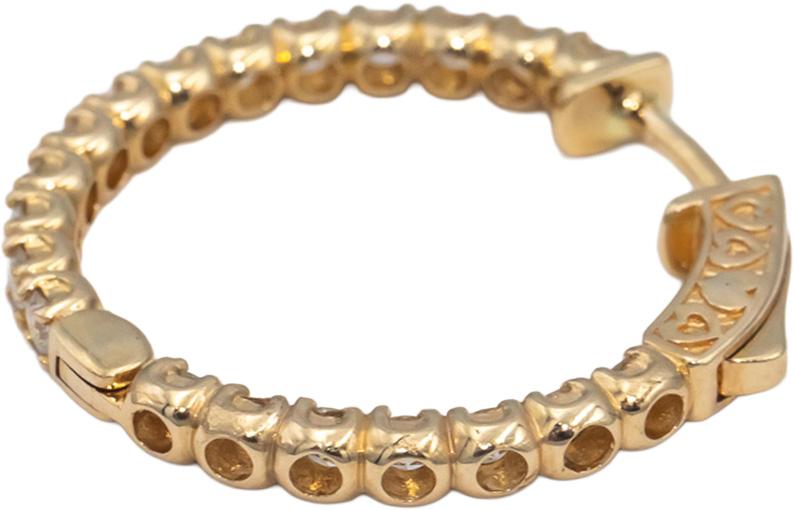 14k Yellow Gold Round Diamond Inside Out Circle Hoop Earrings 1.93CT