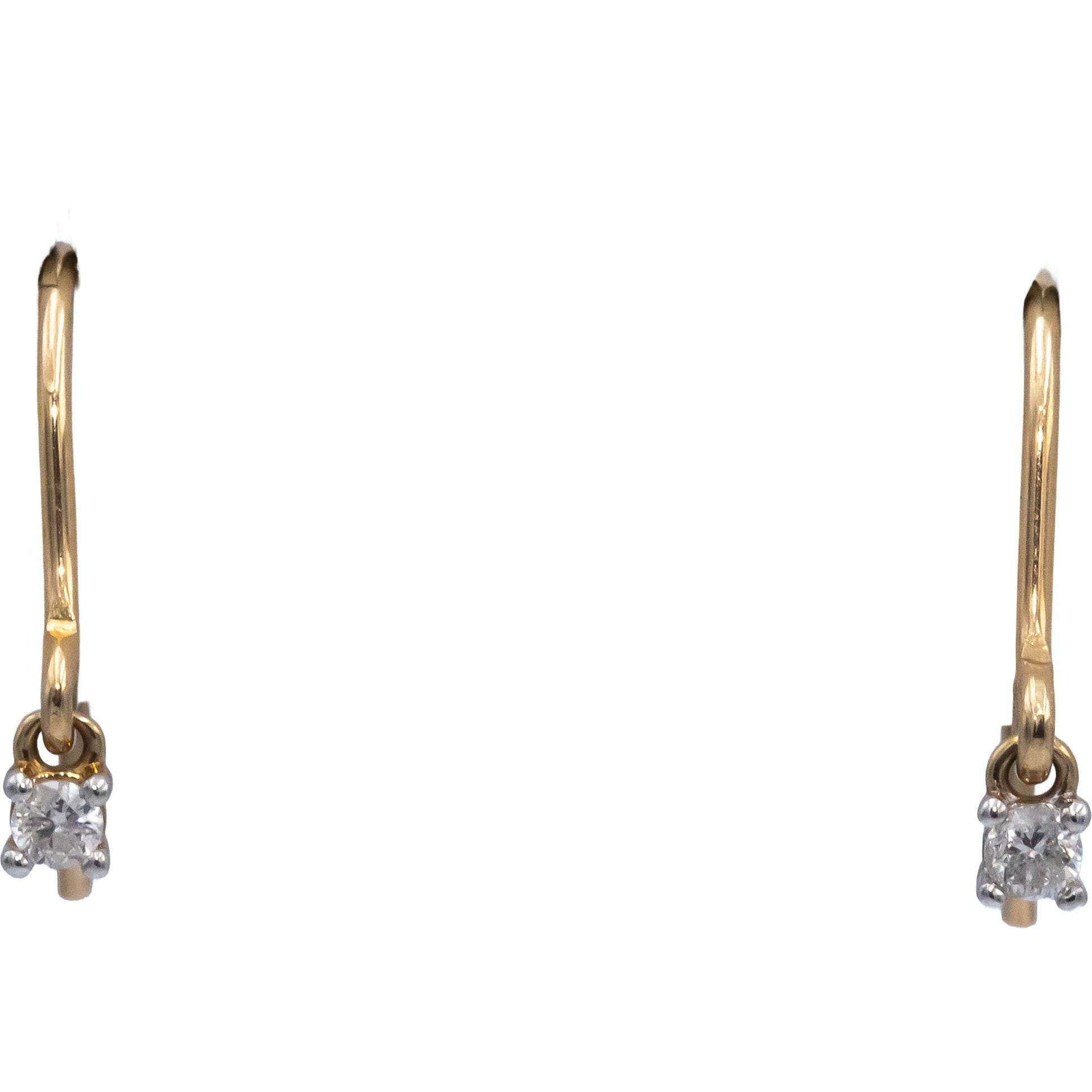 10k Yellow Gold Jewelry Round Diamond Hook Dangle Earrings 0.10CT