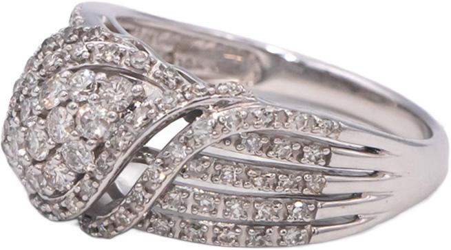 10k White Gold Jewelry Round Diamond Cluster Cocktail Ring 0.75CT Size 7
