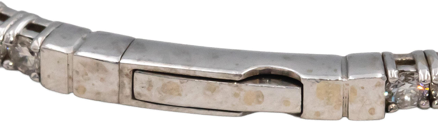 14k White Gold VS Round Diamond Flexible Bangle Bracelet 2.74CT