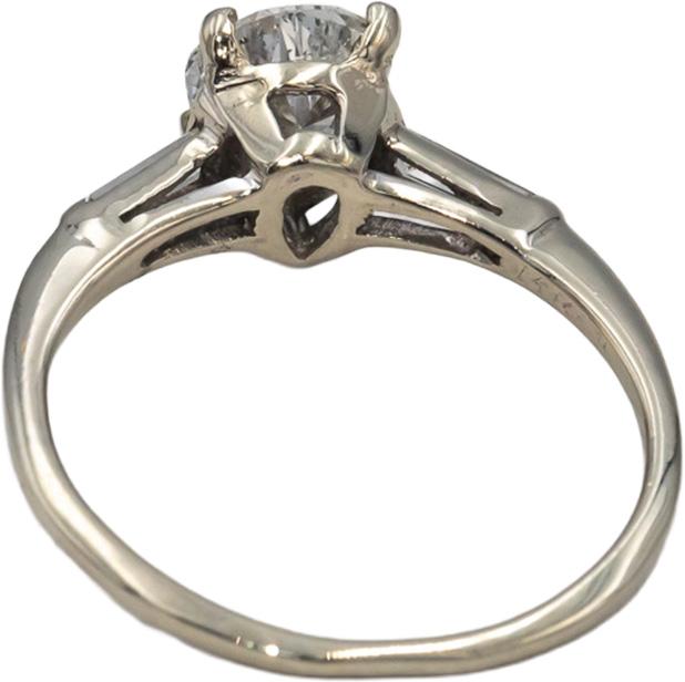 14k White Gold Pear & Baguette Cut Diamond Engagement Ring 0.89CT Size 6