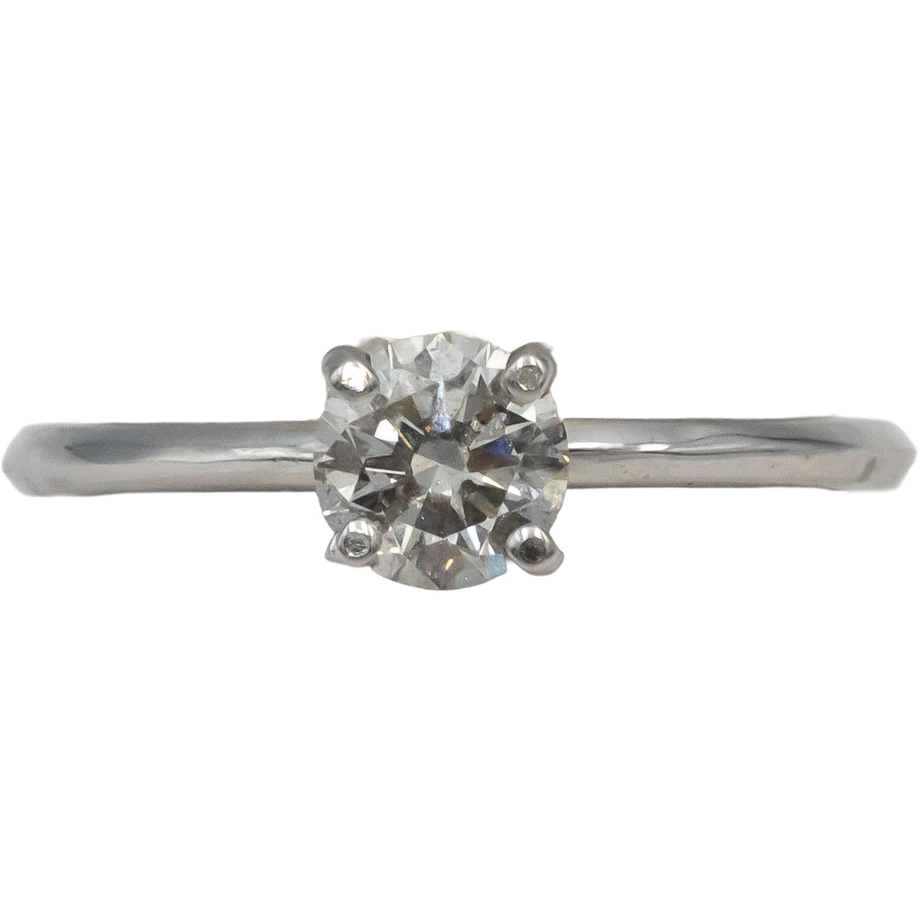 14k White Gold Round Diamond Solitaire Engagement Ring 0.58CT Size 6