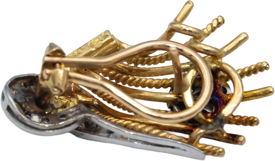 Vintage 18k White & Yellow Gold VS Diamond & Sapphire Earrings 0.50CT