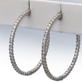 14k White Gold VS Round Diamond Inside Out Hoop Earrings 2.90CT
