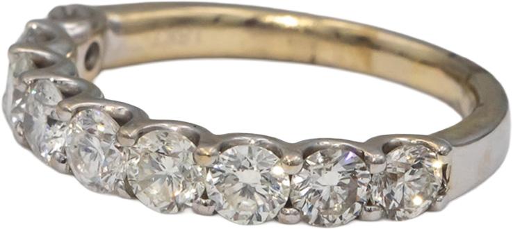 ODELIA 18k White Gold Round Diamond Half Eternity Band Ring 1.80CT Size 7.5