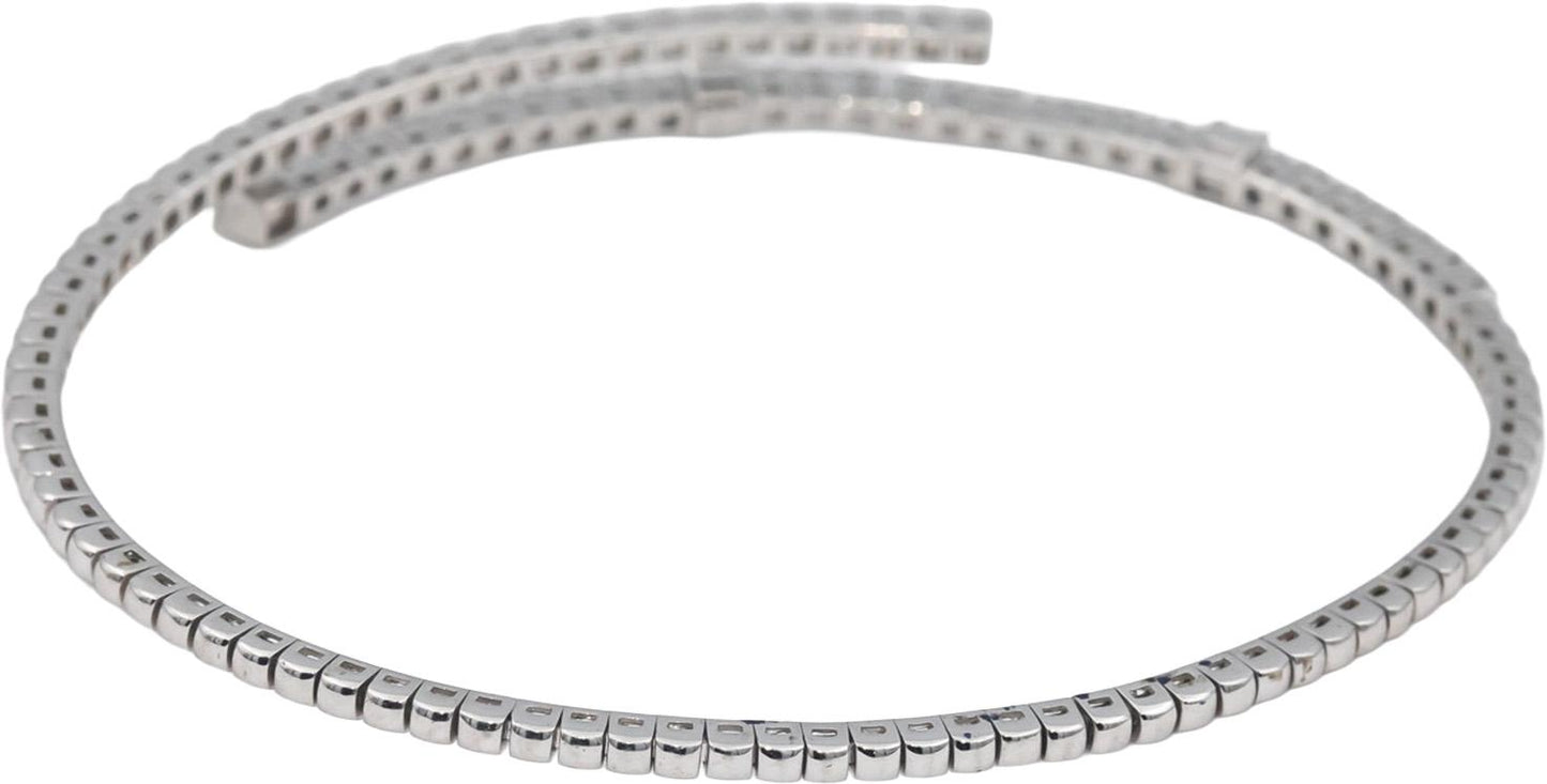 18k White Gold Princess & Round Diamond Flexible Bangle Bracelet 0.47CTW