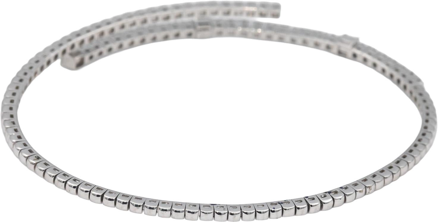 18k White Gold Princess & Round Diamond Flexible Bangle Bracelet 0.47CTW