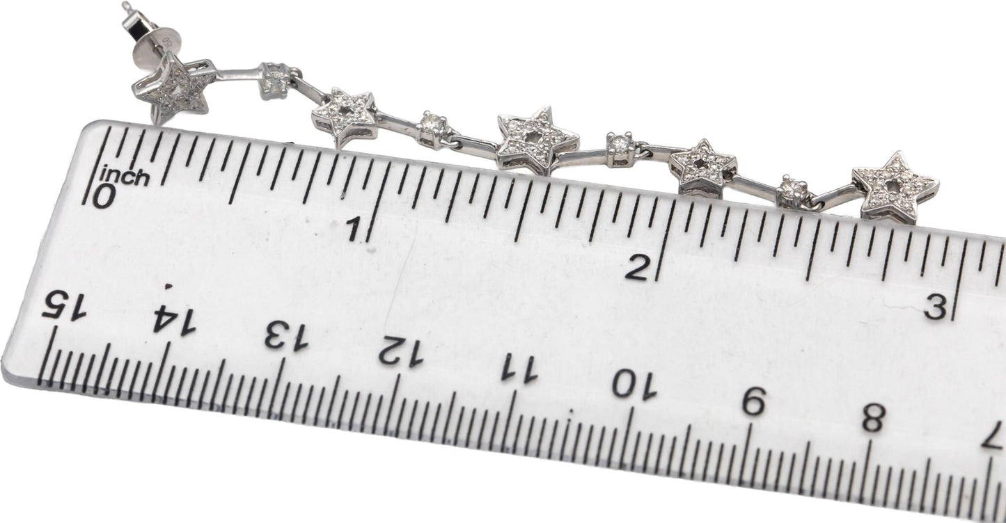 18k White Gold Round Diamond Star Drop Dangle Earrings 0.75CTW
