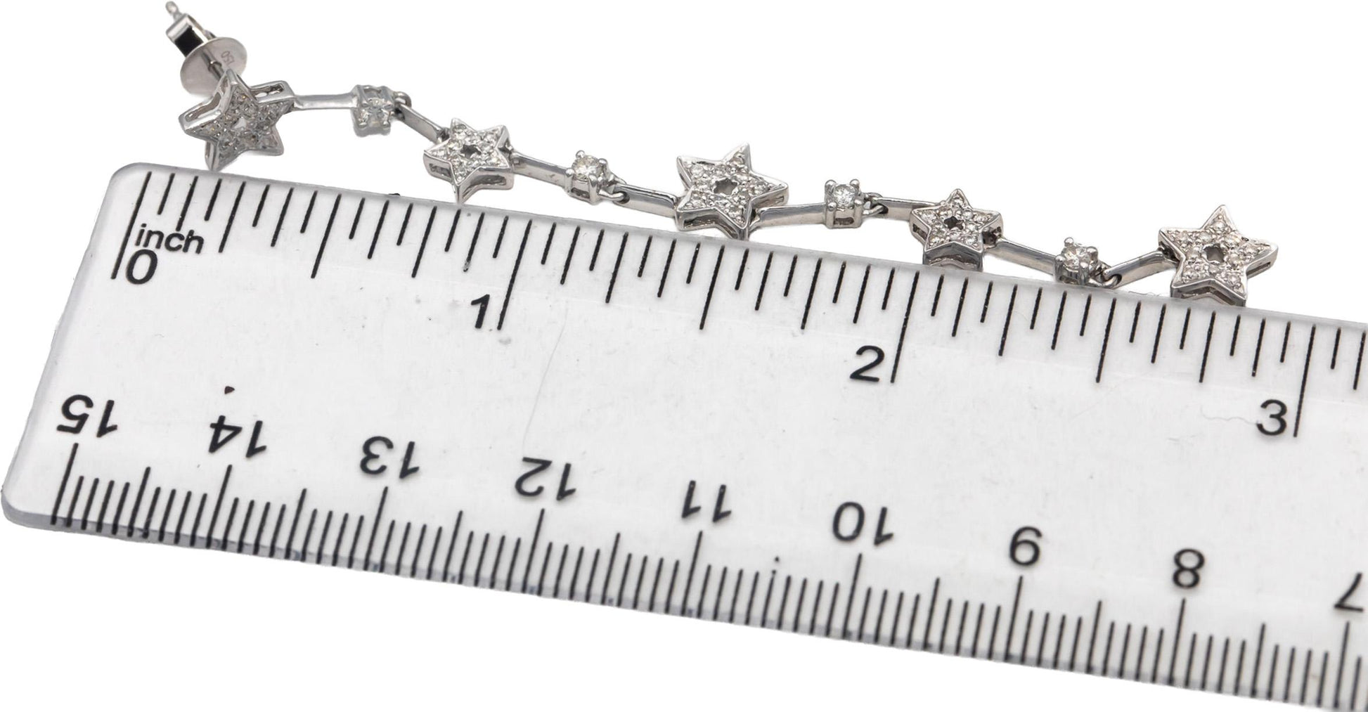 18k White Gold Round Diamond Star Drop Dangle Earrings 0.75CTW