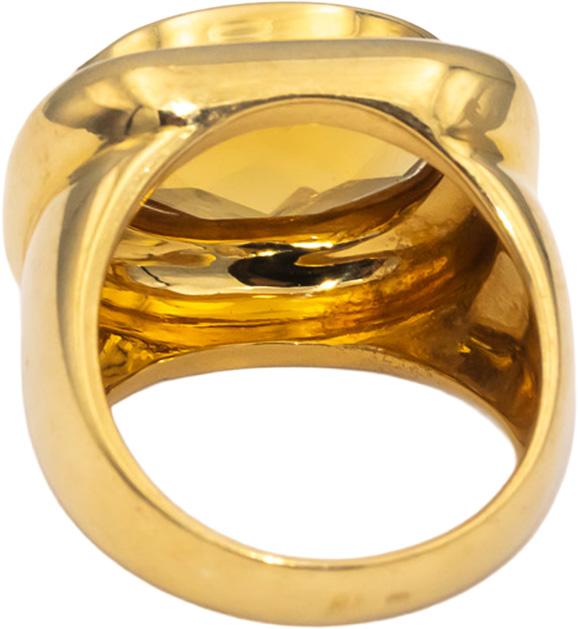 18k Yellow Gold Oval Checkerboard Cut Citrine Solitaire Jumbo Ring 8.50CTW Sz. 7