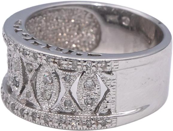 14k White Gold Round Diamond Wide Filigree Band Ring 0.27CT Size 7.25