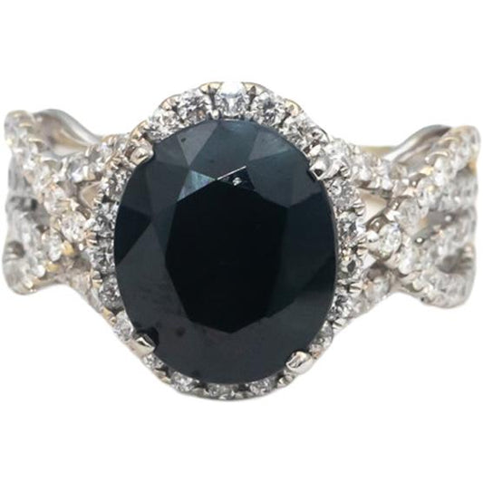 18k White & Yellow Gold VS Diamond & Sapphire Cocktail Ring 6.0CTW Size 7.25