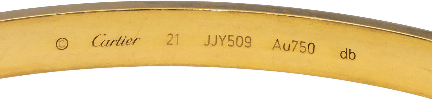CARTIER 18k Gold Love Collection Screw Motif 6.0mm Bangle Bracelet Size 21 $7950