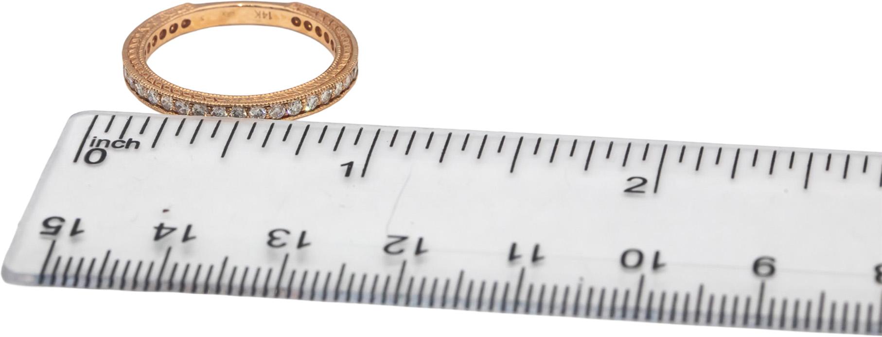 14k Rose Gold Round Channel Set Diamond Filigree Band Ring 0.60CT Size 7