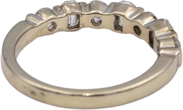 14k White Gold Round & Emerald Cut Diamond Band Ring 0.80CT Size 7.25