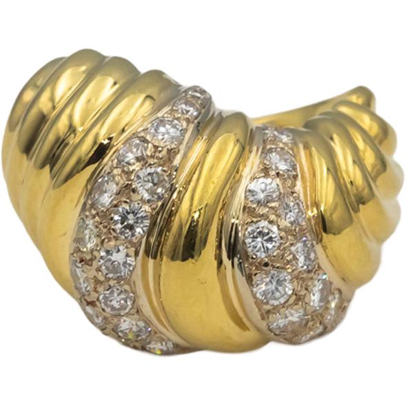 Designer Signed 18k Yellow Gold Round Diamond Cocktail Ring 1.0CT Size 5