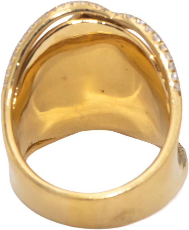 MOUAWAD 18k Yellow Gold VS Round Diamond Floral Cocktail Ring 1.25CT Size 7.25