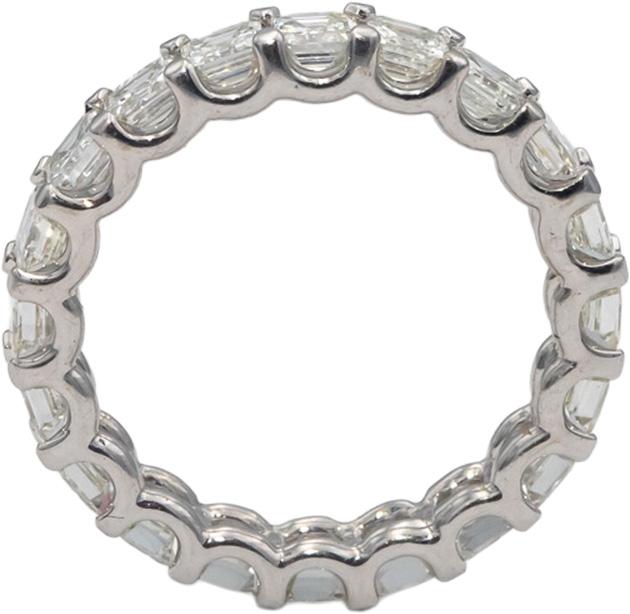 18k White Gold VS Asscher Cut Diamond Eternity Band Ring 3.0CT Size 6