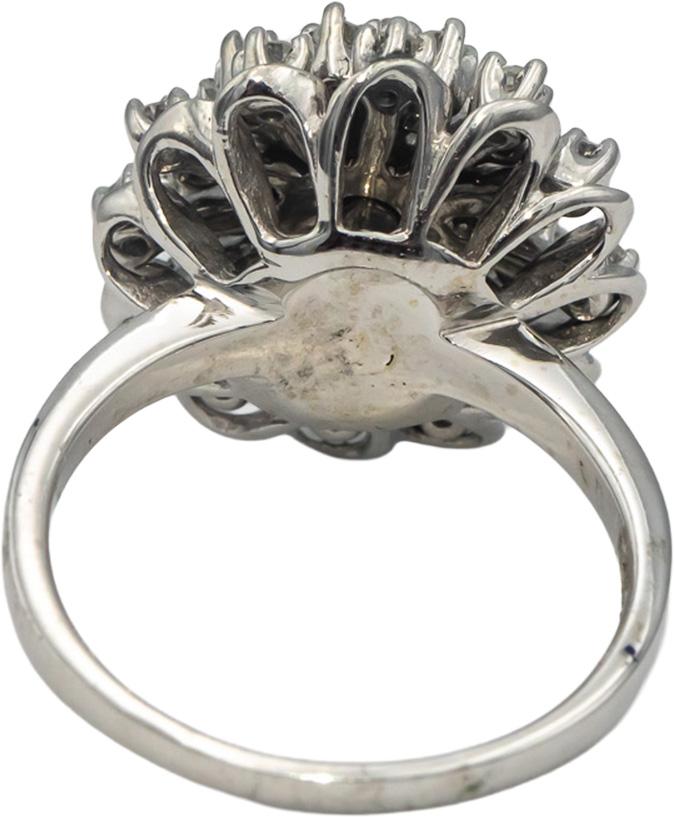 Vintage 18k White Gold VS Diamond Cluster Cocktail Ring 0.75CT Size 8.5