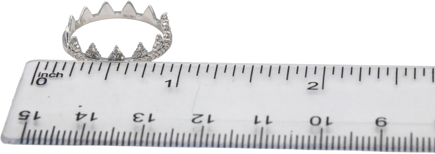 18k White Gold Round Diamond Tiara Band Ring 0.25CT Size 6.75
