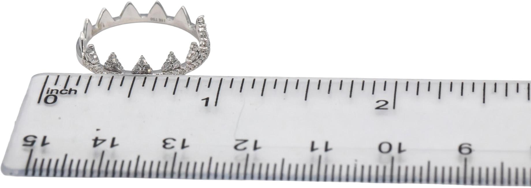 18k White Gold Round Diamond Tiara Band Ring 0.25CT Size 6.75