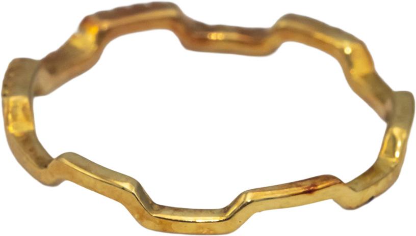 18k Yellow Gold Round Diamond Zig Zag Stackable Band Ring 0.06CT Size 7