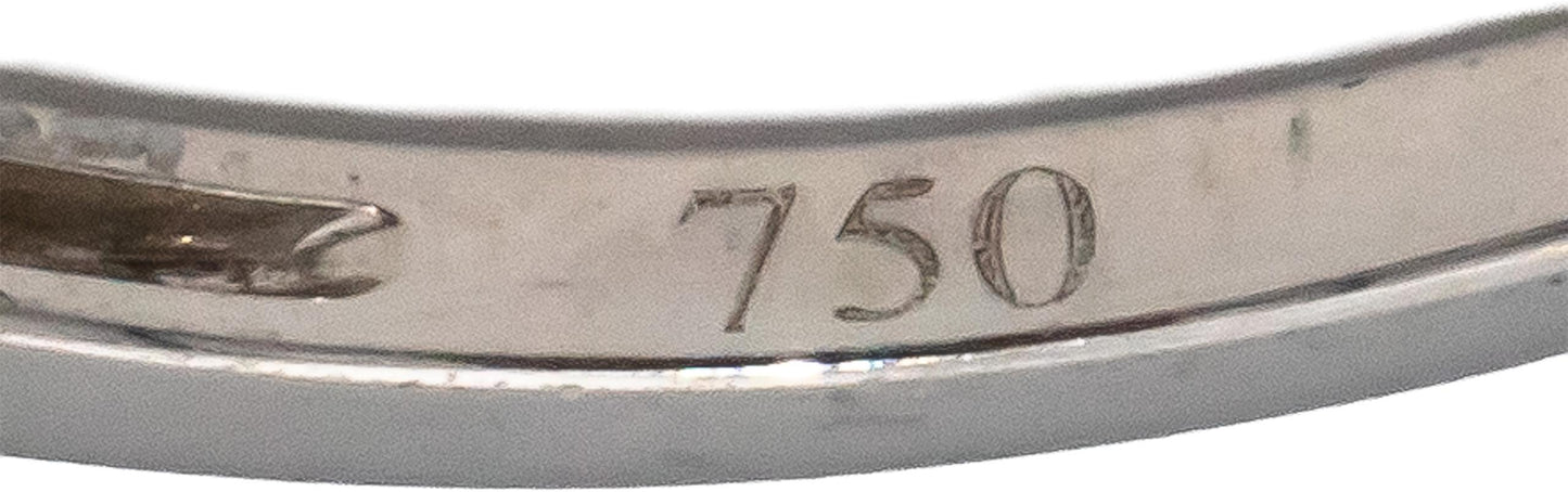 18k White Gold VS Emerald & Round Diamond Band Ring 0.15CT Size 7.25