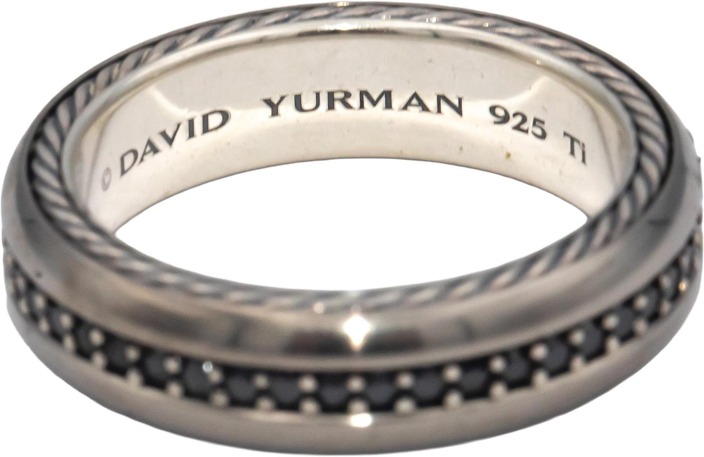 DAVID YURMAN Sterling Silver Round Black Diamond Streamline Band Ring 1.0CT