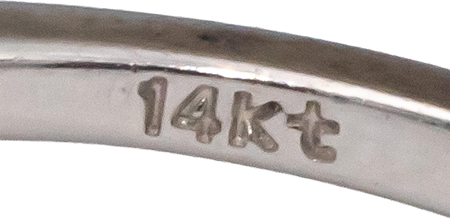 14k White Gold VS Princess & Round Diamond Ring 0.30CT Size 6.75