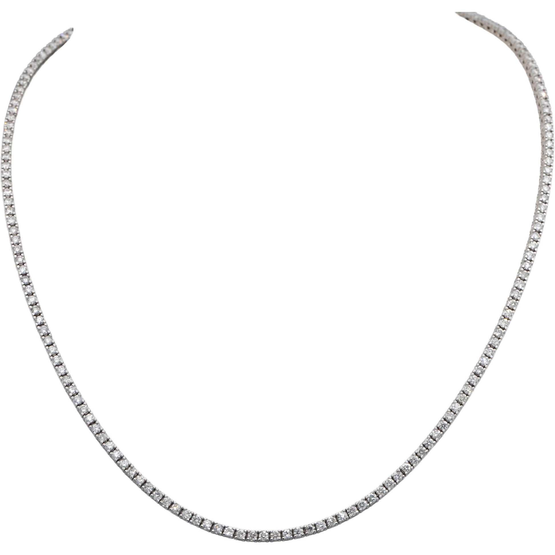 18k White Gold Round Diamond Tennis Necklace 4.73CT